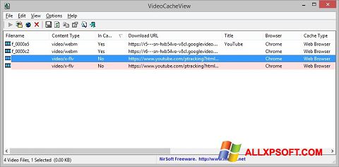 צילום מסך VideoCacheView Windows XP