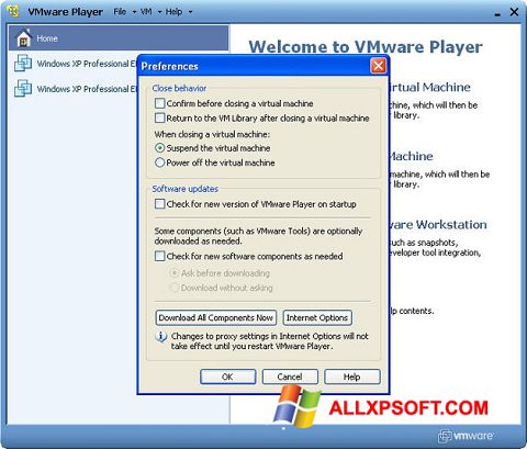 צילום מסך VMware Player Windows XP