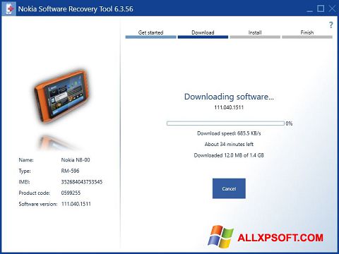 צילום מסך Nokia Software Recovery Tool Windows XP