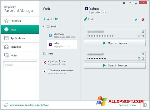 צילום מסך Kaspersky Password Manager Windows XP