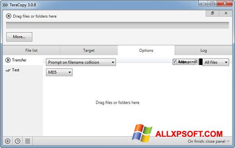 צילום מסך TeraCopy Windows XP