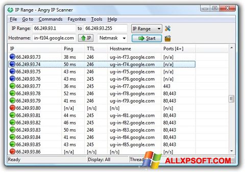 צילום מסך Angry IP Scanner Windows XP