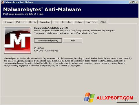 צילום מסך Malwarebytes Anti-Malware Free Windows XP