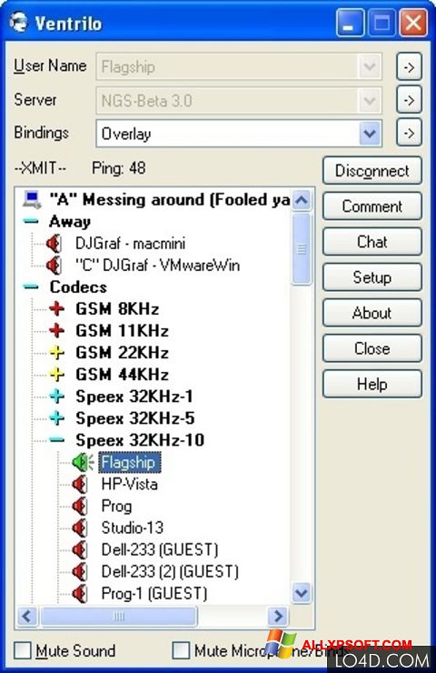 צילום מסך Ventrilo Windows XP