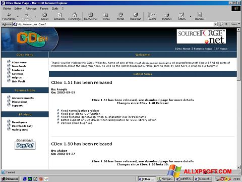 צילום מסך CDex Windows XP