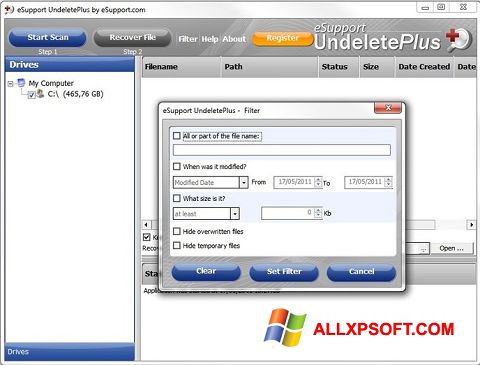 צילום מסך Undelete Plus Windows XP