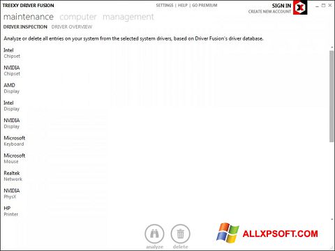 צילום מסך Driver Fusion Windows XP