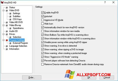 צילום מסך AnyDVD Windows XP