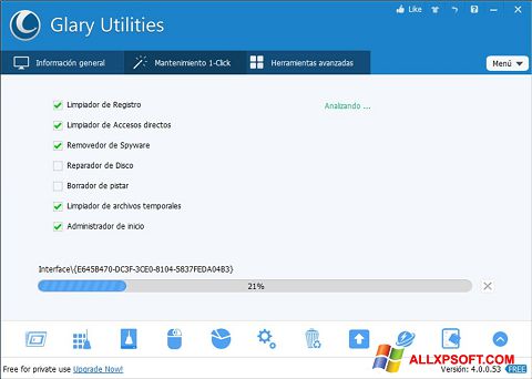 צילום מסך Glary Utilities Windows XP