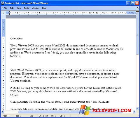 צילום מסך Word Viewer Windows XP
