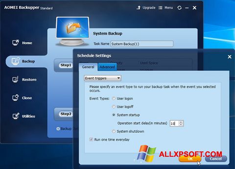 צילום מסך AOMEI Backupper Windows XP