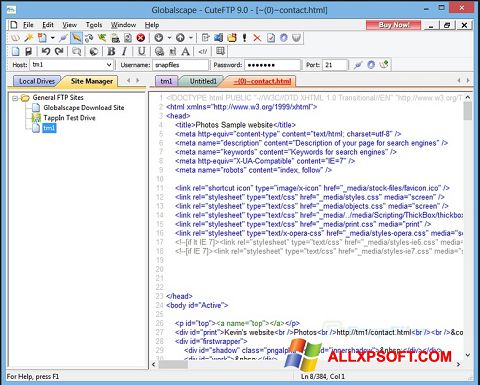 צילום מסך CuteFTP Windows XP