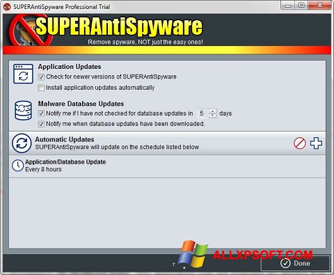 צילום מסך SUPERAntiSpyware Windows XP