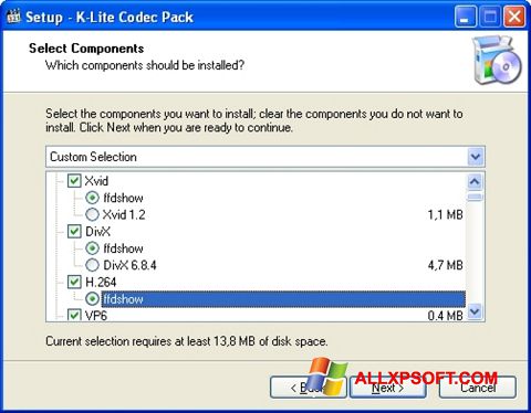 צילום מסך K-Lite Codec Pack Windows XP