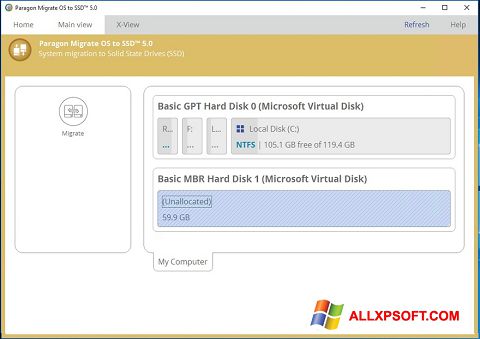 צילום מסך Paragon Migrate OS to SSD Windows XP