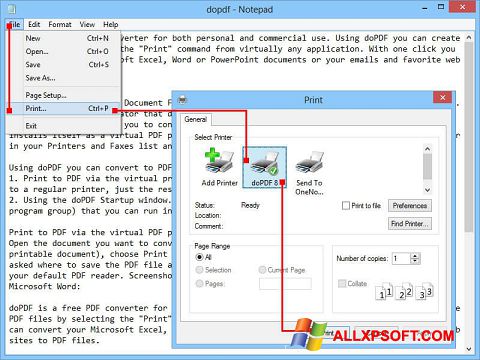 צילום מסך doPDF Windows XP