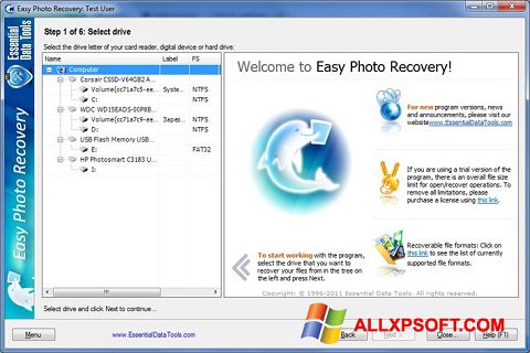צילום מסך Easy Photo Recovery Windows XP