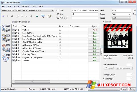 צילום מסך Exact Audio Copy Windows XP