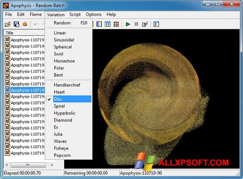צילום מסך Apophysis Windows XP