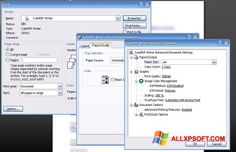 צילום מסך CutePDF Writer Windows XP