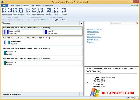צילום מסך Paragon Partition Manager Windows XP