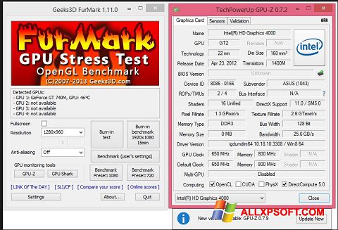 צילום מסך FurMark Windows XP