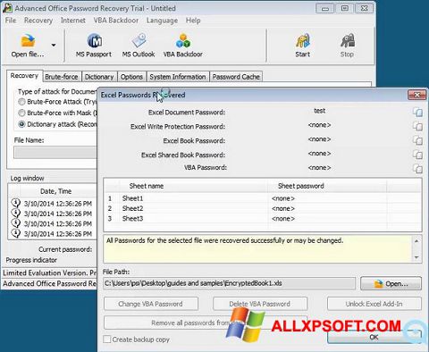 צילום מסך Advanced Office Password Recovery Windows XP
