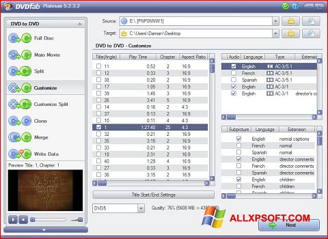 צילום מסך DVDFab Windows XP