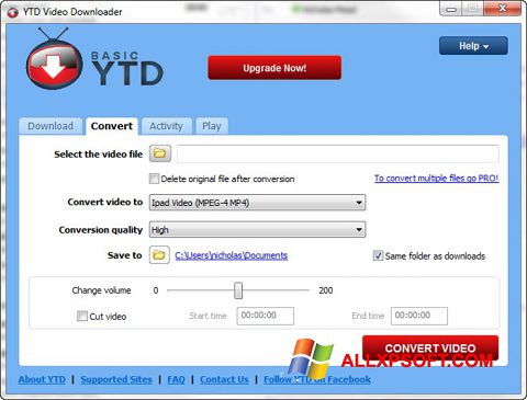 צילום מסך YTD Video Downloader Windows XP