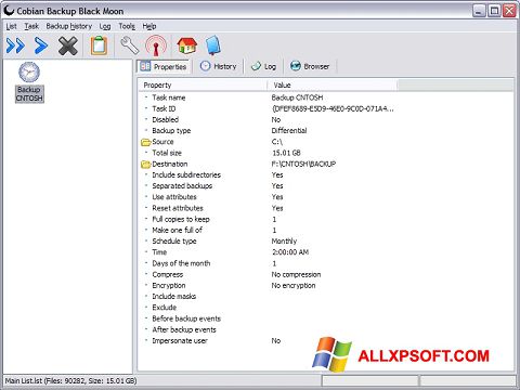 צילום מסך Cobian Backup Windows XP