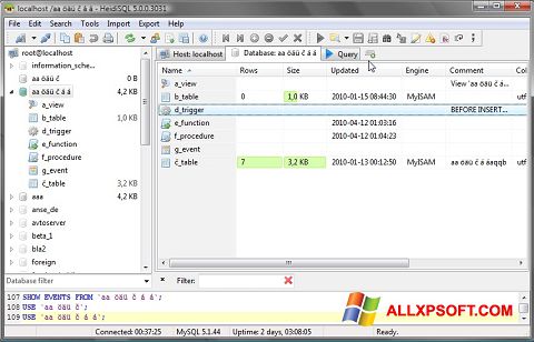 צילום מסך HeidiSQL Windows XP