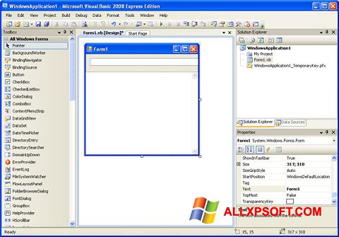 צילום מסך Microsoft Visual Basic Windows XP