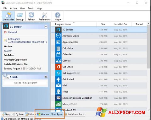 צילום מסך Uninstall Tool Windows XP