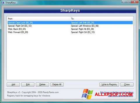 צילום מסך SharpKeys Windows XP