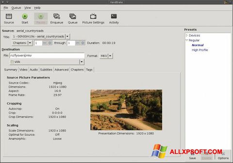 צילום מסך HandBrake Windows XP