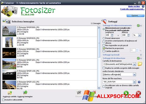 צילום מסך Fotosizer Windows XP