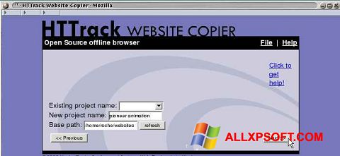 צילום מסך HTTrack Website Copier Windows XP