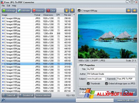 צילום מסך JPG to PDF Converter Windows XP