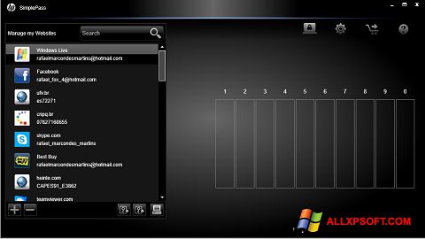 צילום מסך HP SimplePass Windows XP