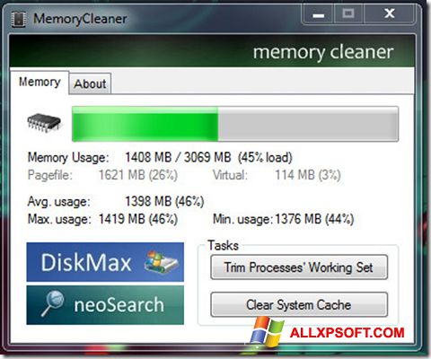 צילום מסך Memory Cleaner Windows XP