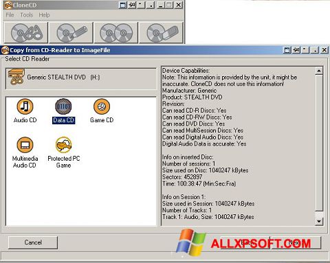 צילום מסך CloneCD Windows XP