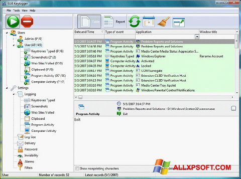 צילום מסך Keylogger Windows XP