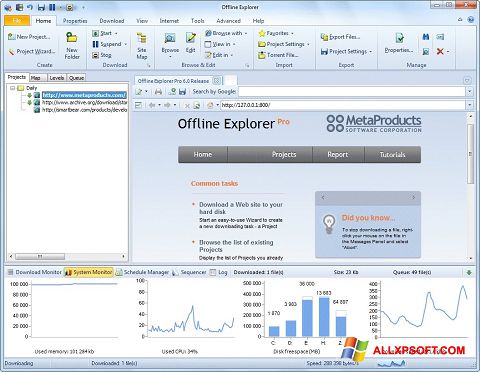 צילום מסך Offline Explorer Windows XP
