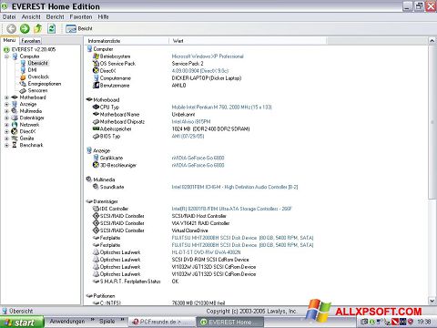 צילום מסך EVEREST Home Edition Windows XP