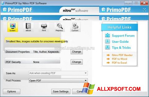 צילום מסך PrimoPDF Windows XP