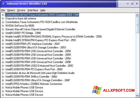 צילום מסך Unknown Device Identifier Windows XP