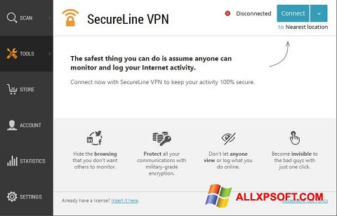 צילום מסך Avast SecureLine VPN Windows XP
