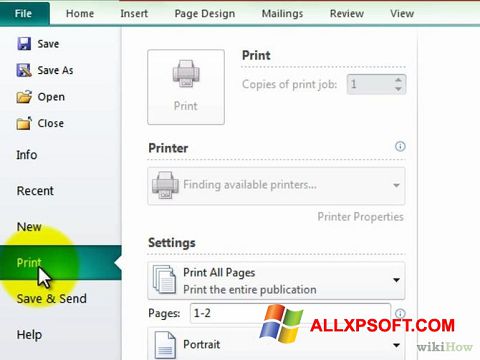צילום מסך Microsoft Publisher Windows XP