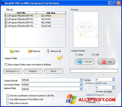 צילום מסך PDF to DWG Converter Windows XP