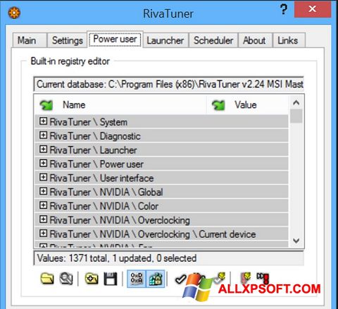 צילום מסך RivaTuner Windows XP